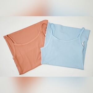 No Boundaries Ribbed Cami Tank 2 Women's Medium & Small Crew Neck Blue Orange